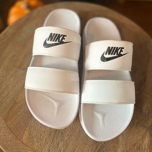 White Nike Slides